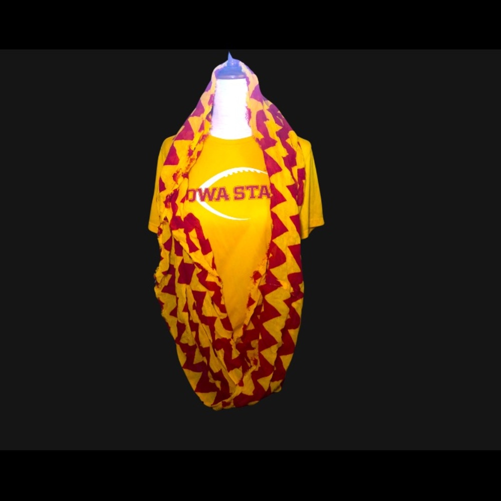 ISU Red‎ Yellow Geometric Chevron Infinity Scarf Iowa State University 🏈